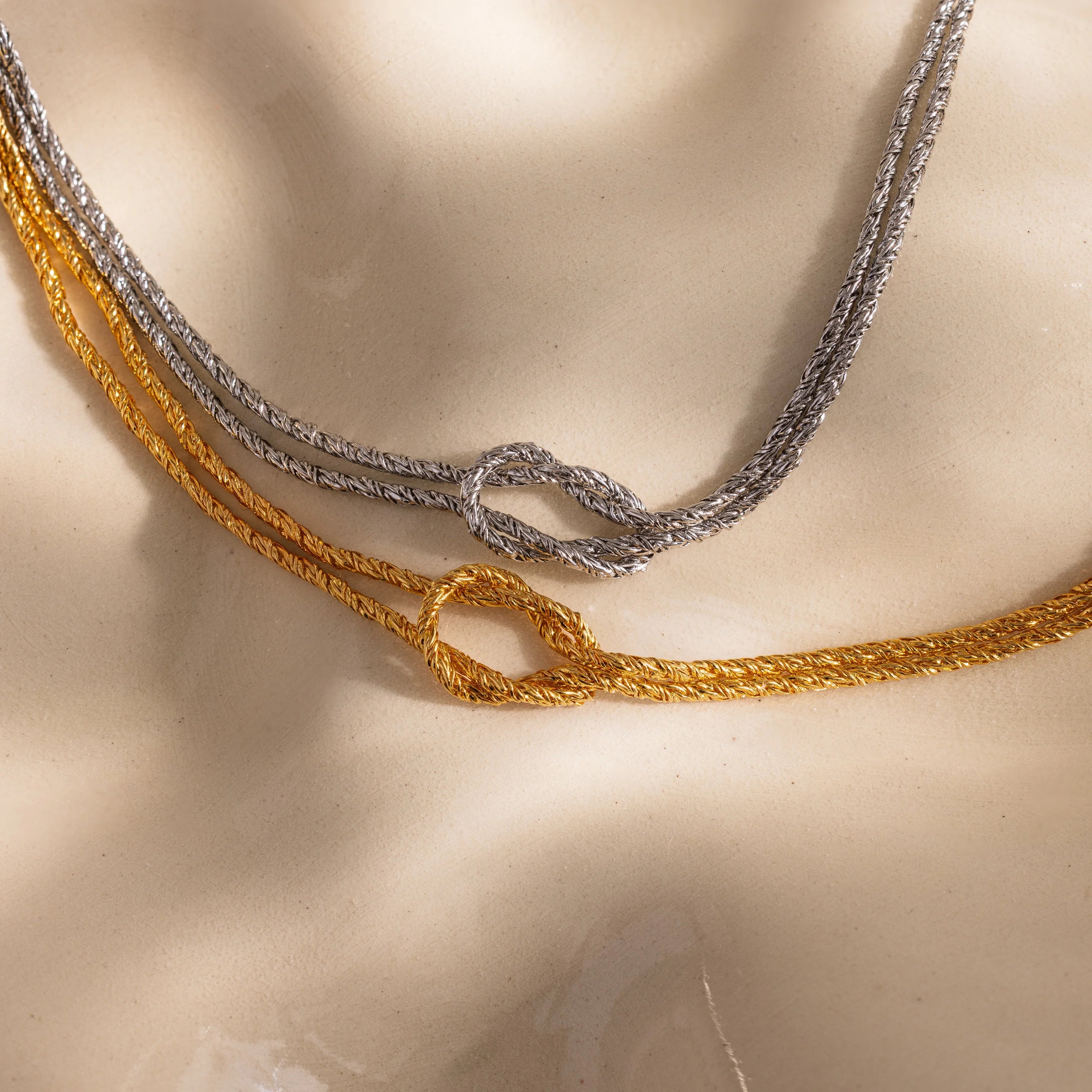 Rope Knot Chain Bracelet Silver 18K Gold Plated
