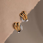 Mixed Metal Raindrop Studs Silver 18K Gold Plated