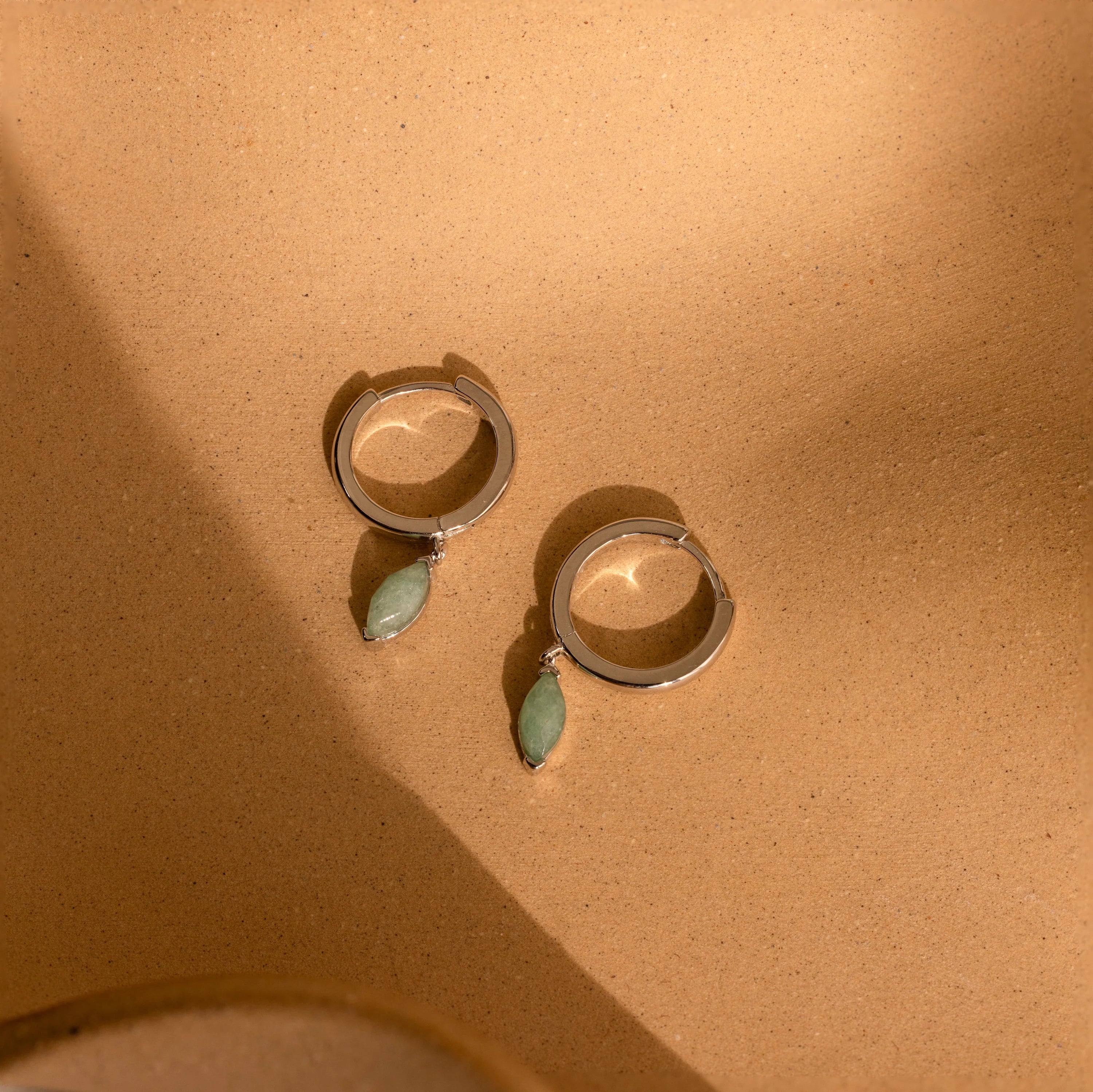 Jade Marquise Huggies Silver 18K Gold Plated