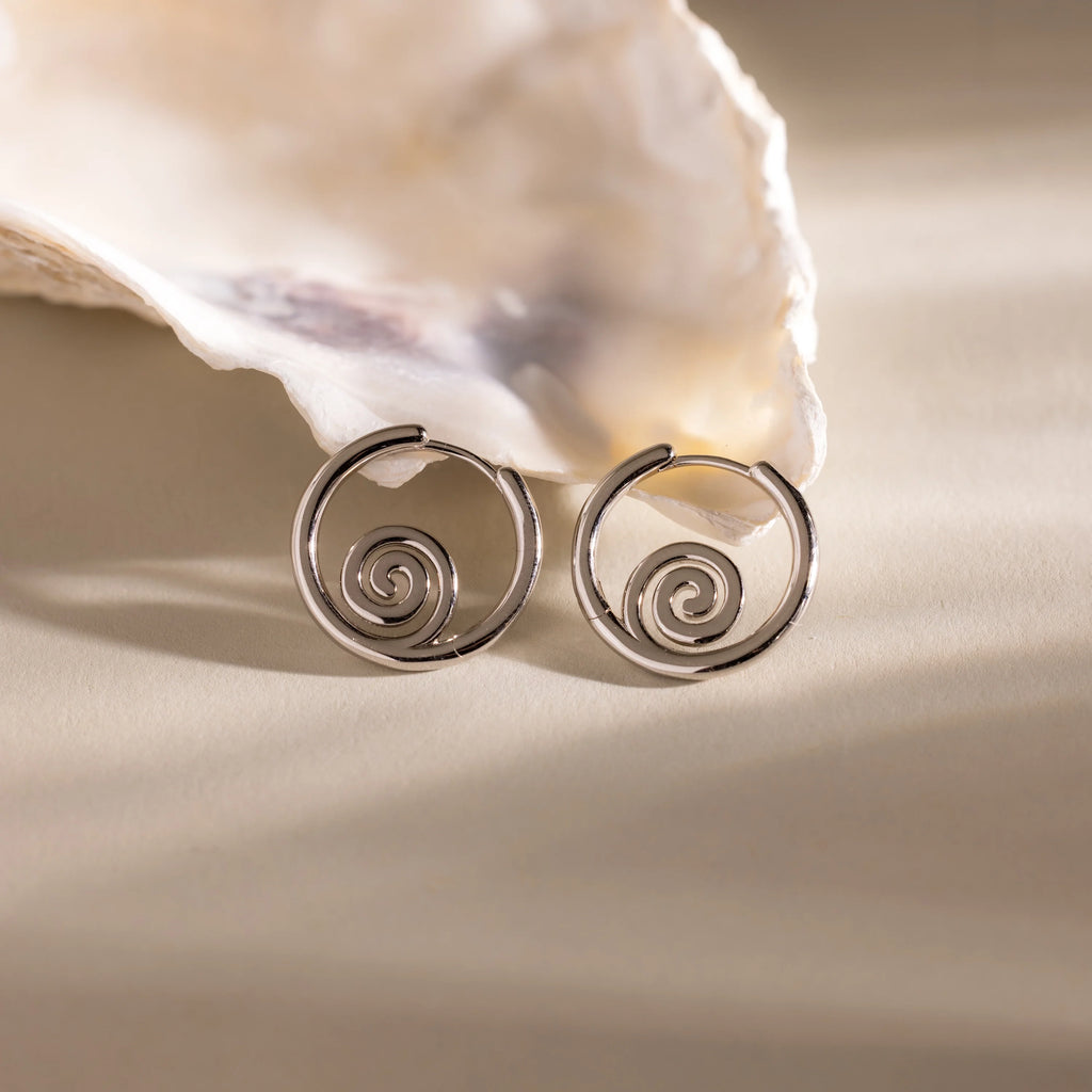 Spiral Swirl Hoops Silver 18K Gold Plated