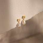 Moonstone Pearl Drop Earrings Silver 18K Gold Plated