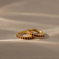 Garnet Clicker Huggies Silver 18K Gold Plated