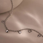 Heart Charm Necklace Silver 18K Gold Plated