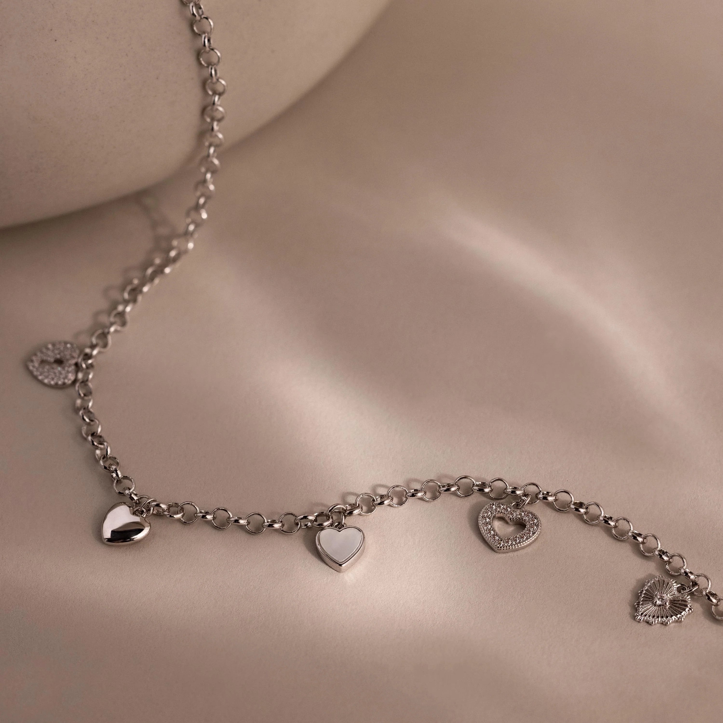 Heart Charm Necklace Silver 18K Gold Plated