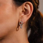 Twisted Link Earrings Silver 18K Gold Plated