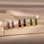 Onyx Flatback Studs Silver 18K Gold Plated