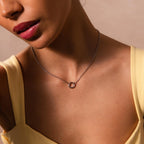 Cable Circle Charm Necklace Silver 18K Gold Plated