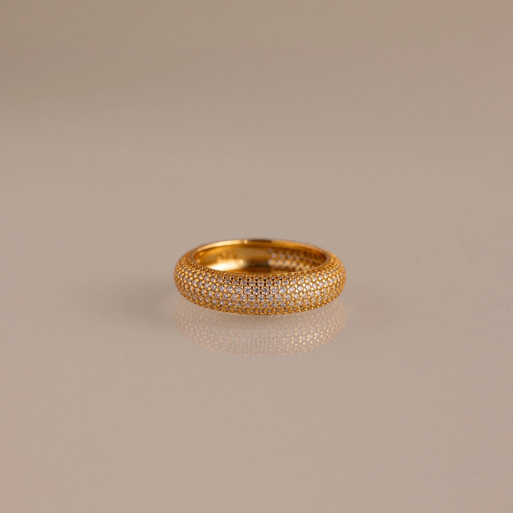 Bold Pave Stacking Ring Silver 18K Gold Plated