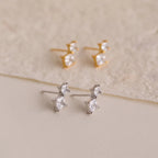 Diamond Drop Studs Silver 18K Gold Plated