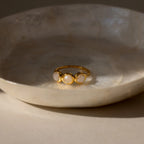Moonstone Cluster Ring Silver 18K Gold Plated