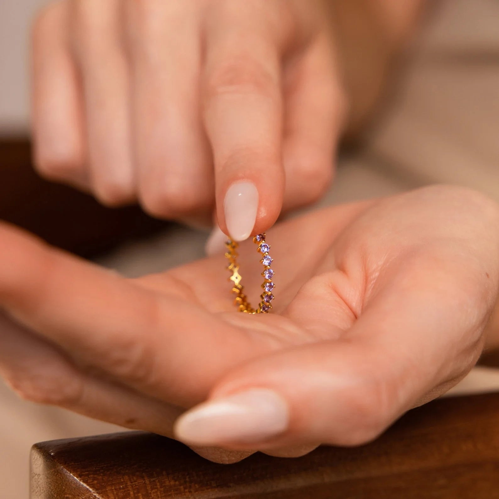 Amethyst Eternity Ring Silver 18K Gold Plated