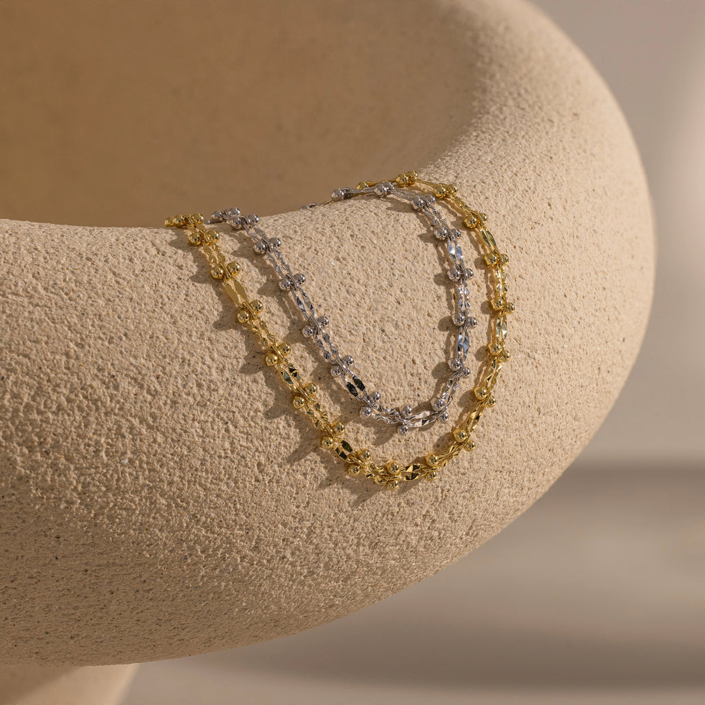 Dainty Mirror Chain Bracelet Silver 18K Gold Plated