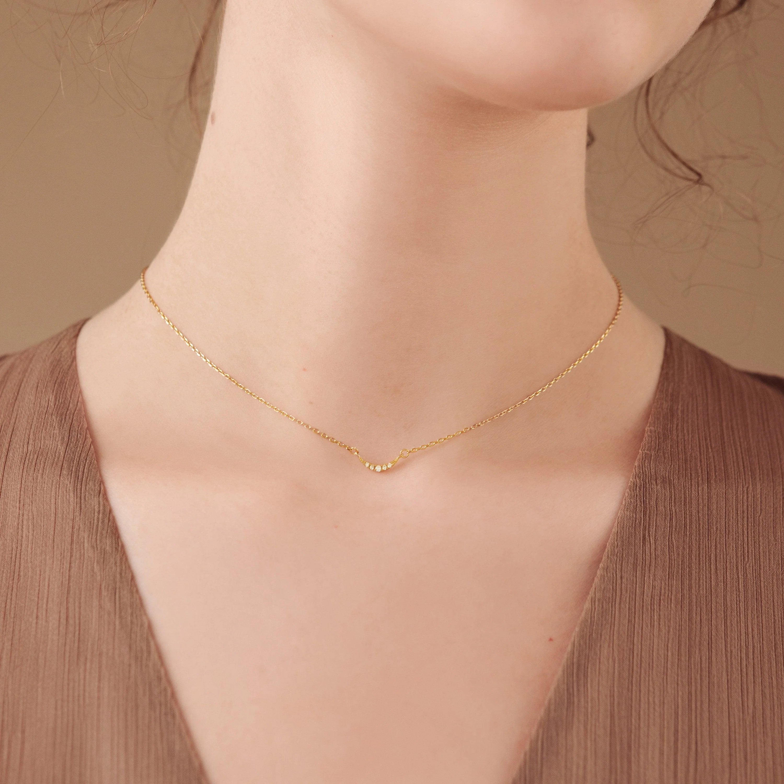 Lucia Pave Necklace Silver 18K Gold Plated