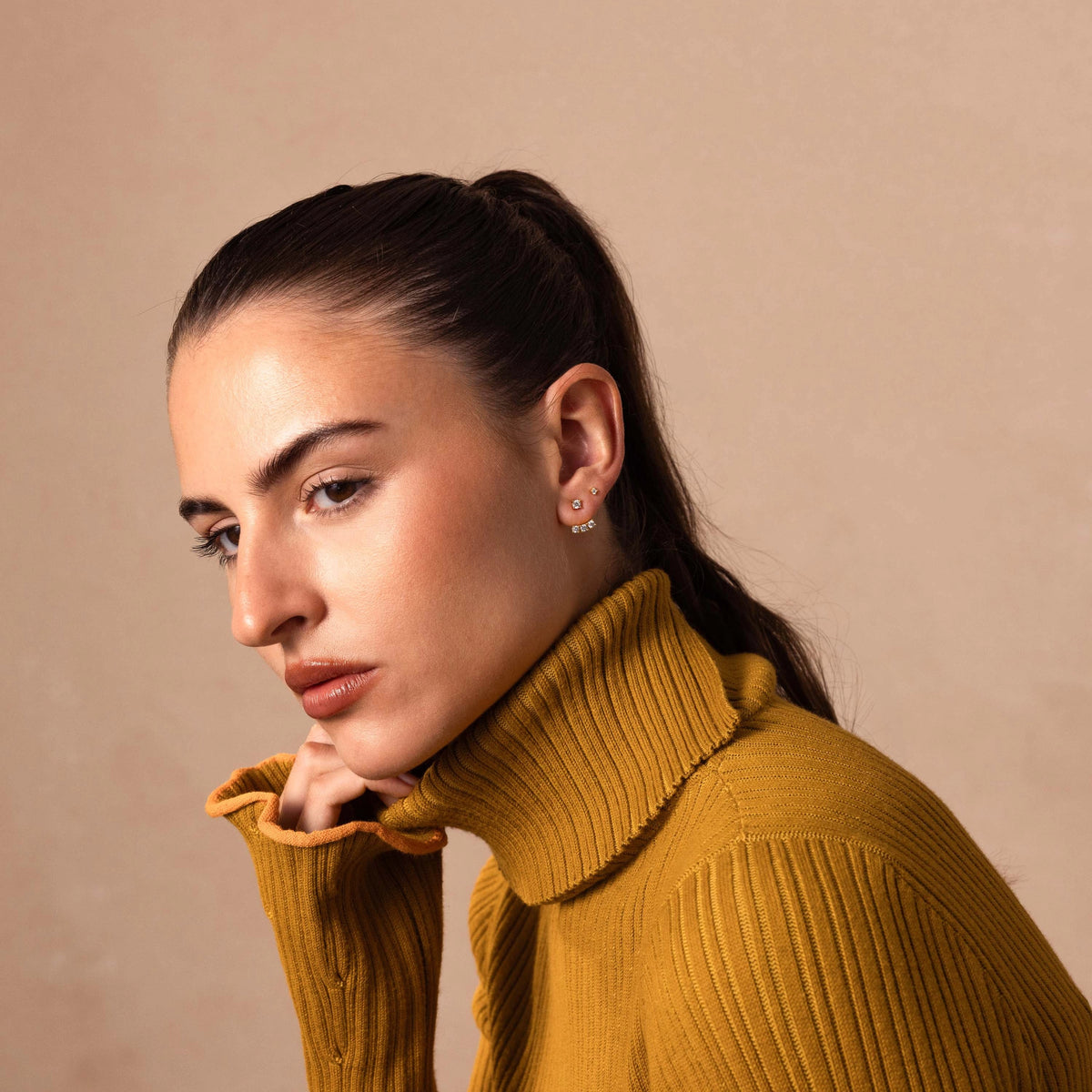 Diamond Cascade Ear Jackets Silver 18K Gold Plated