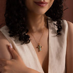 Jade Cross Necklace Silver 18K Gold Plated