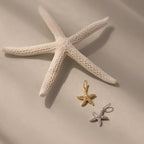 Diamond Pave Starfish Charm Silver 18K Gold Plated