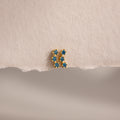 Blue Zircon Cluster Flatback Studs  Silver 18K Gold Plated