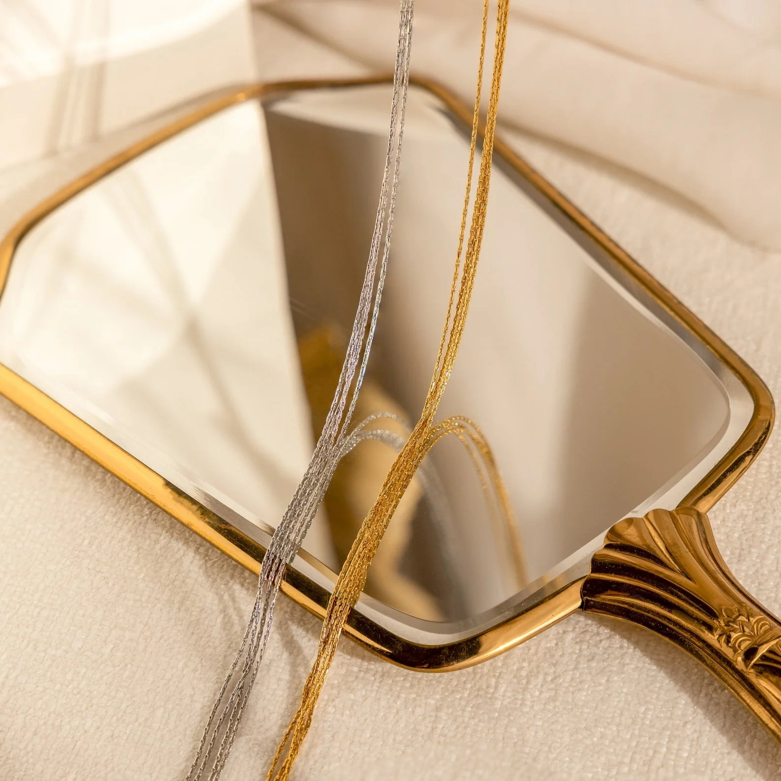 Multi Strand Chain Necklace Silver 18K Gold Plated