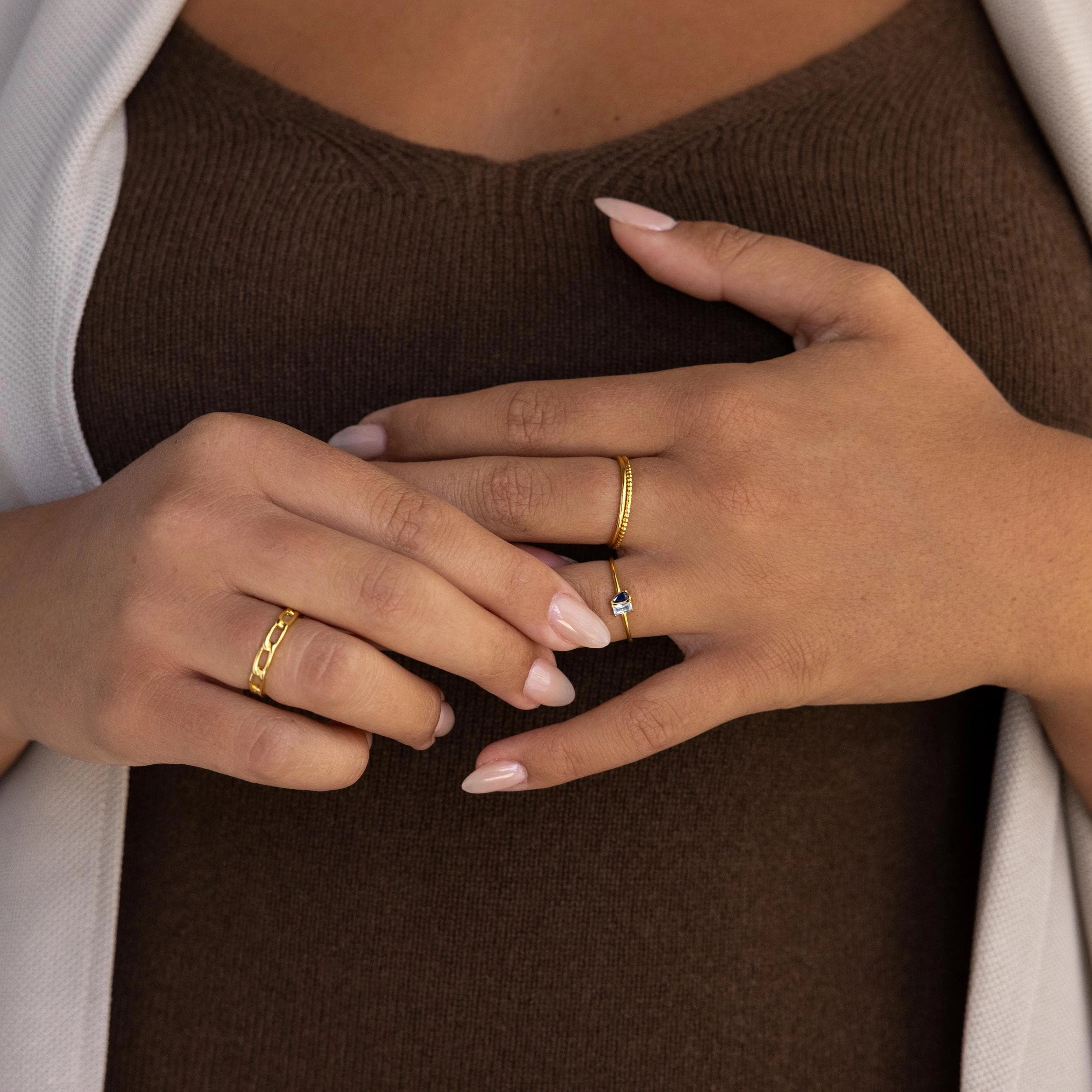 Toi et Moi Birthstone Ring Silver 18K Gold Plated