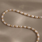Beaded Pearl Necklace 18K Gold Plated
