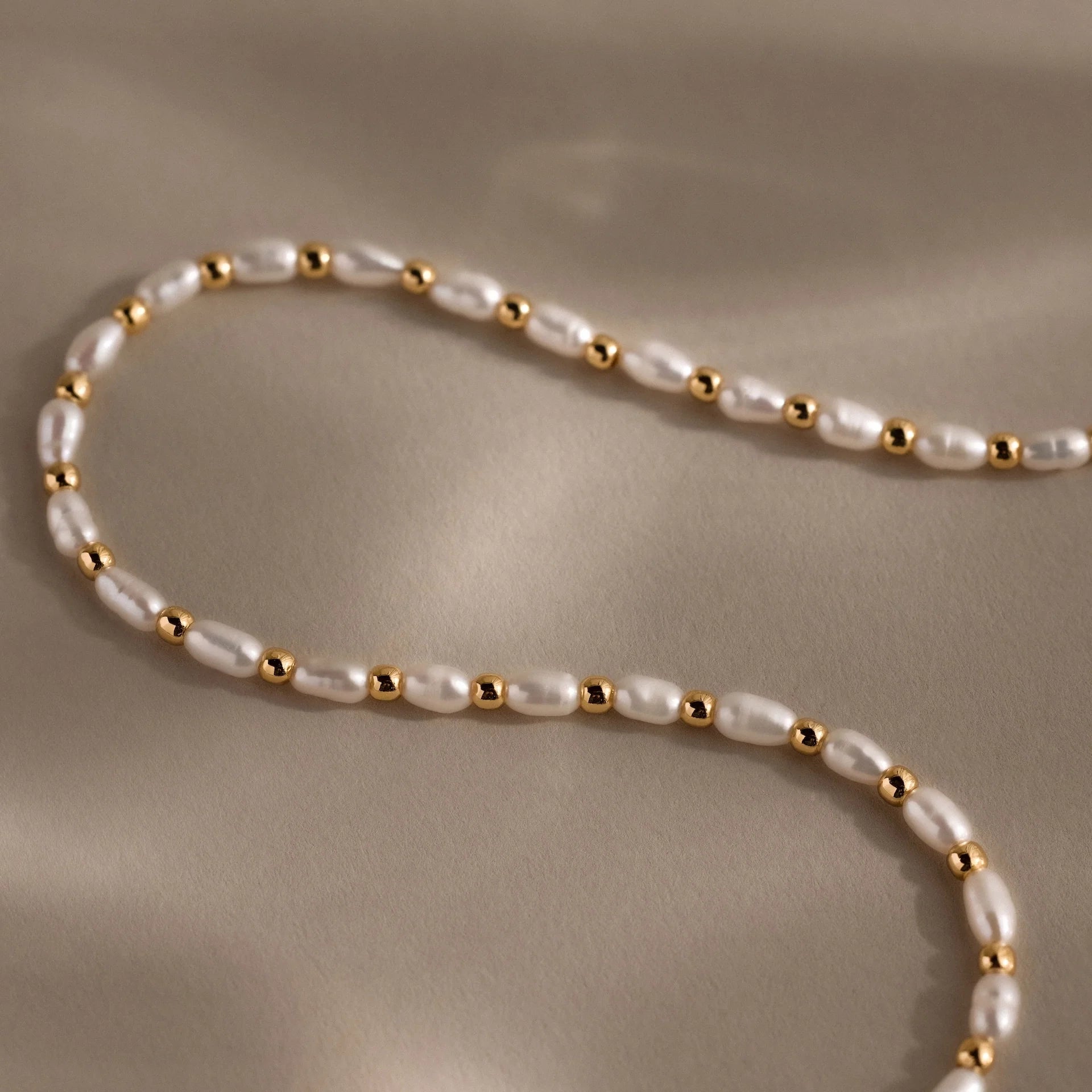 Beaded Pearl Necklace 18K Gold Plated