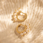 Beaded Pearl Huggies Silver 18K Gold Plated