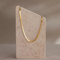 Engraved Herringbone Chain Necklace Silver 18K Gold Plated