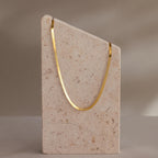 Engraved Herringbone Chain Necklace Silver 18K Gold Plated
