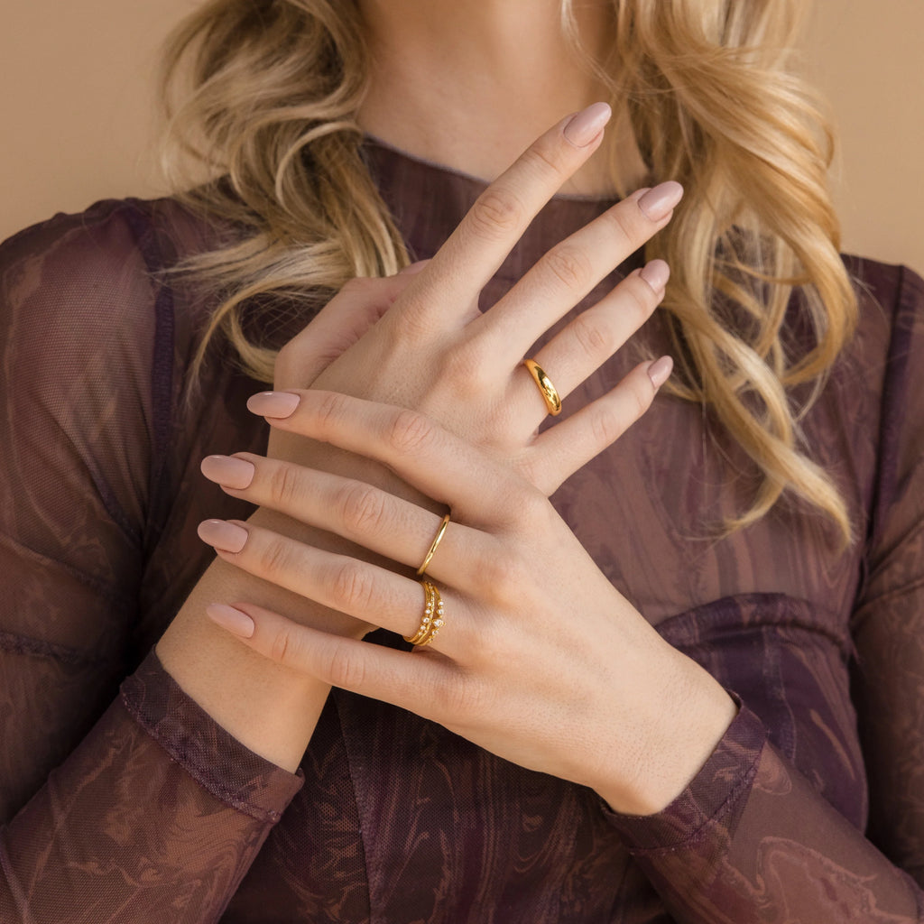 Lace Birthstone Ring Set Silver 18K Gold Plated