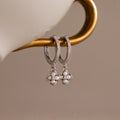 Diamonds Pearl Flower Hoops Silver 18K Gold Plated