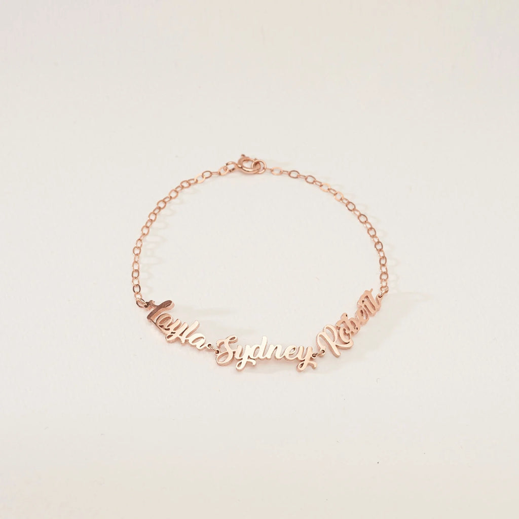 Classic Multiple Name Bracelet Silver 18K Gold Plated