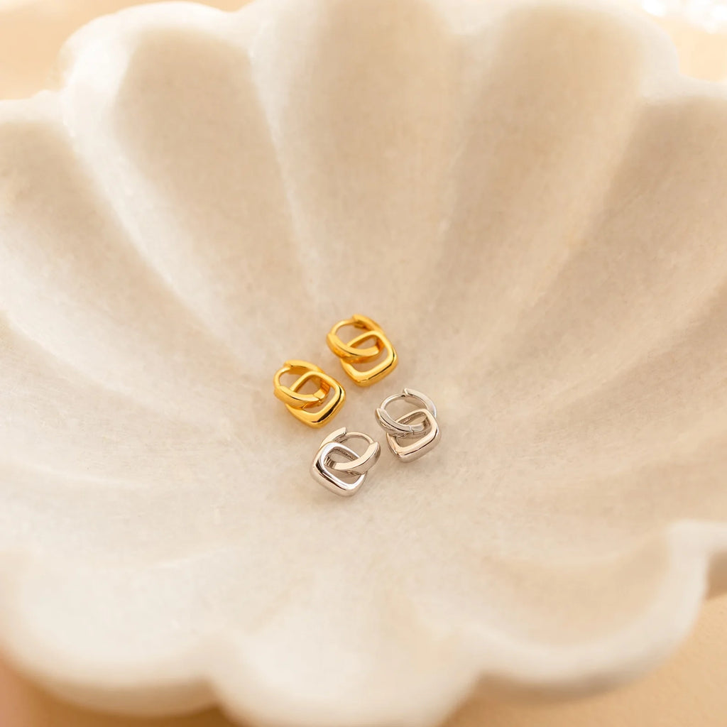 Reagan Duo Huggies Silver 18K Gold Plated