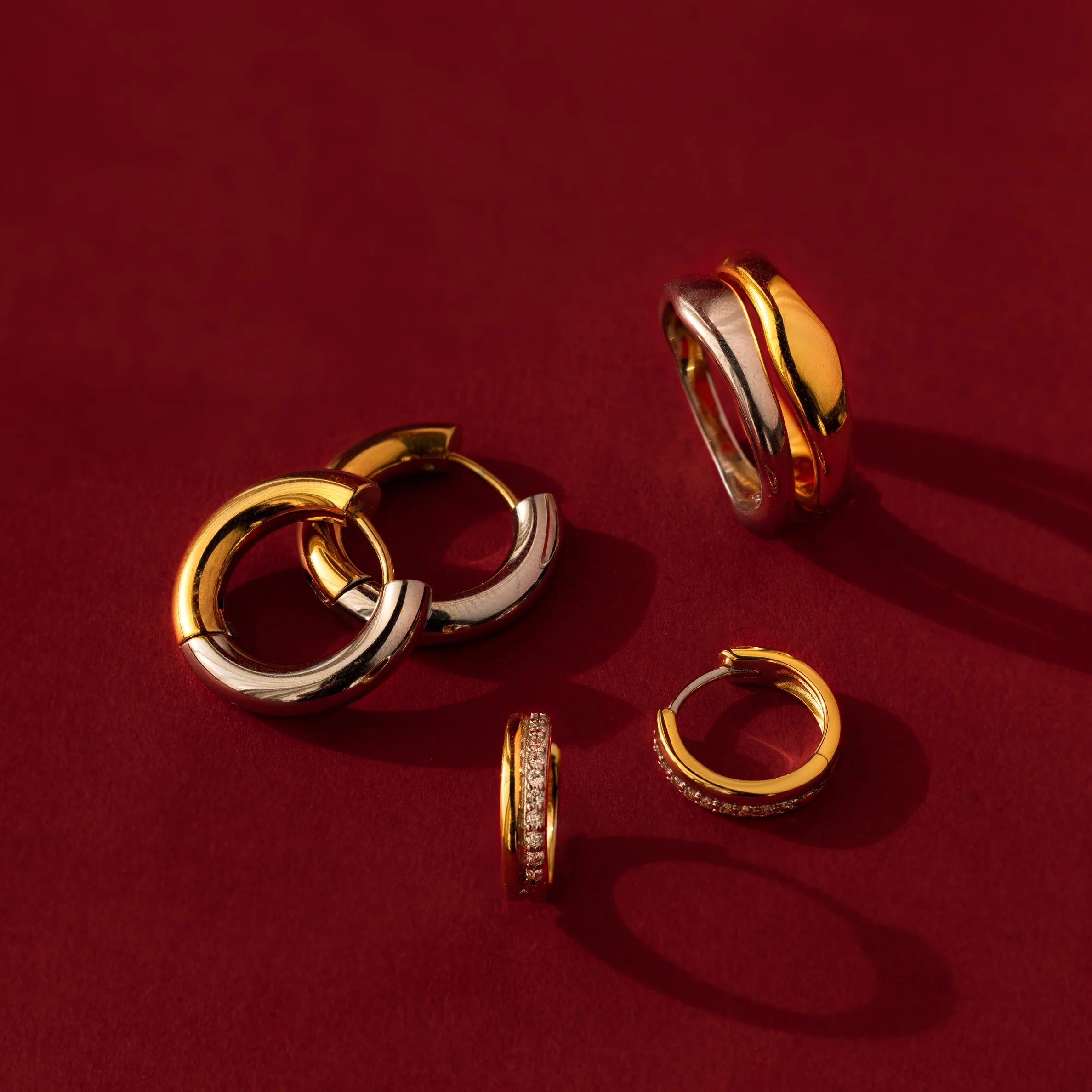 Duo Curve Ring Set Silver 18K Gold Plated