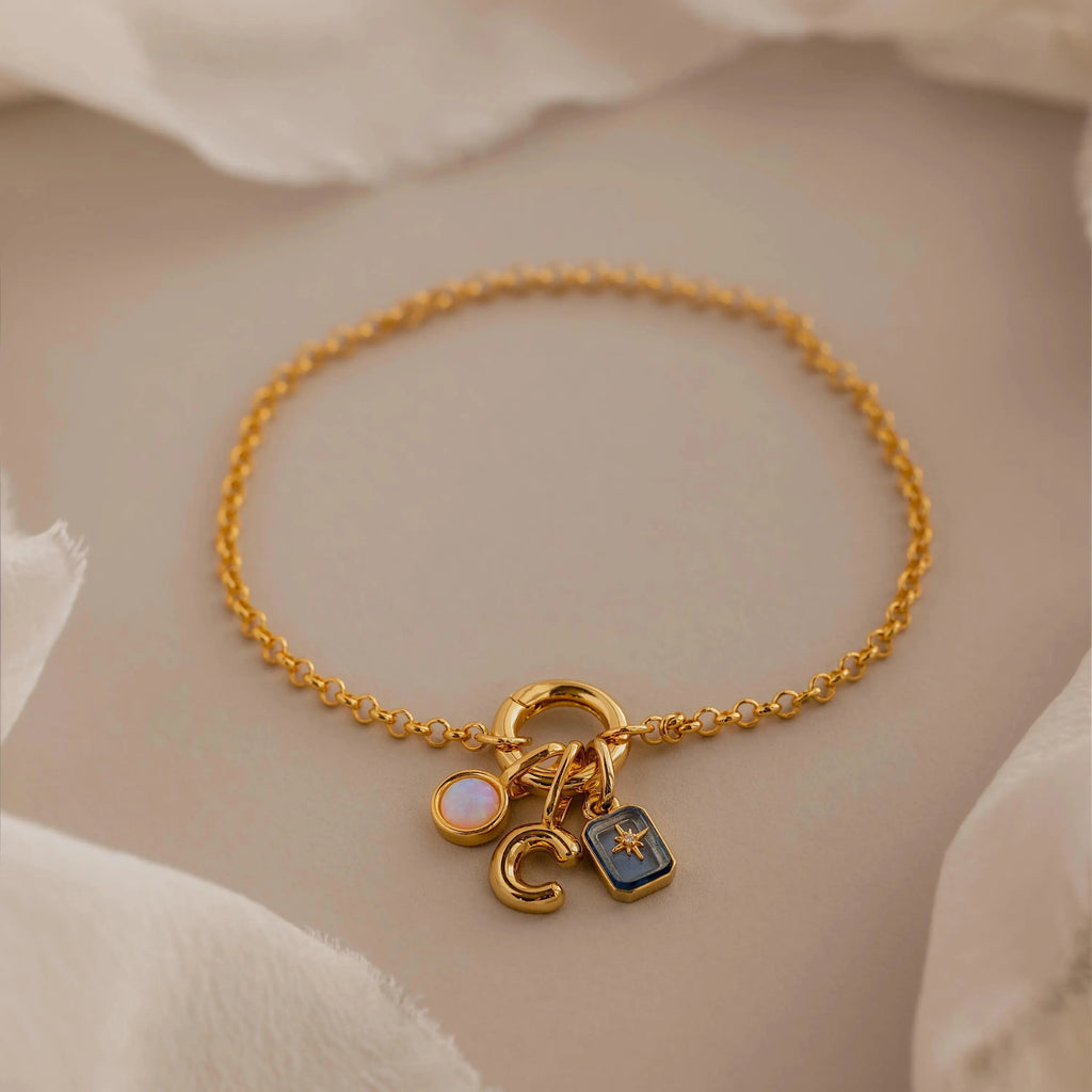 North Star Birthstone Charm Silver 18K Gold Plated