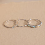 Pave Opal Ring Set Silver 18K Gold Plated