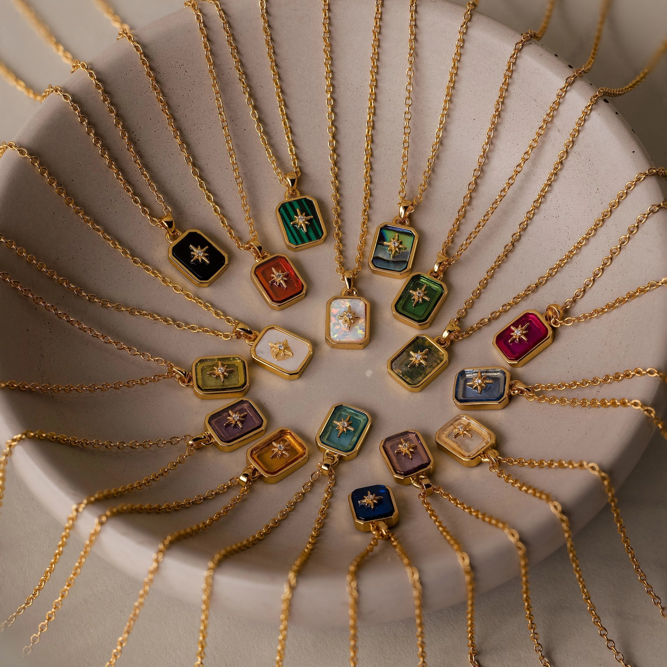 North Star Garnet Necklace Silver 18K Gold Plated