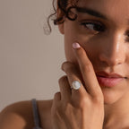 Mother of Pearl Signet Ring Silver 18K Gold Plated
