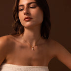 Diamond Pearl Droplet Necklace Silver 18K Gold Plated