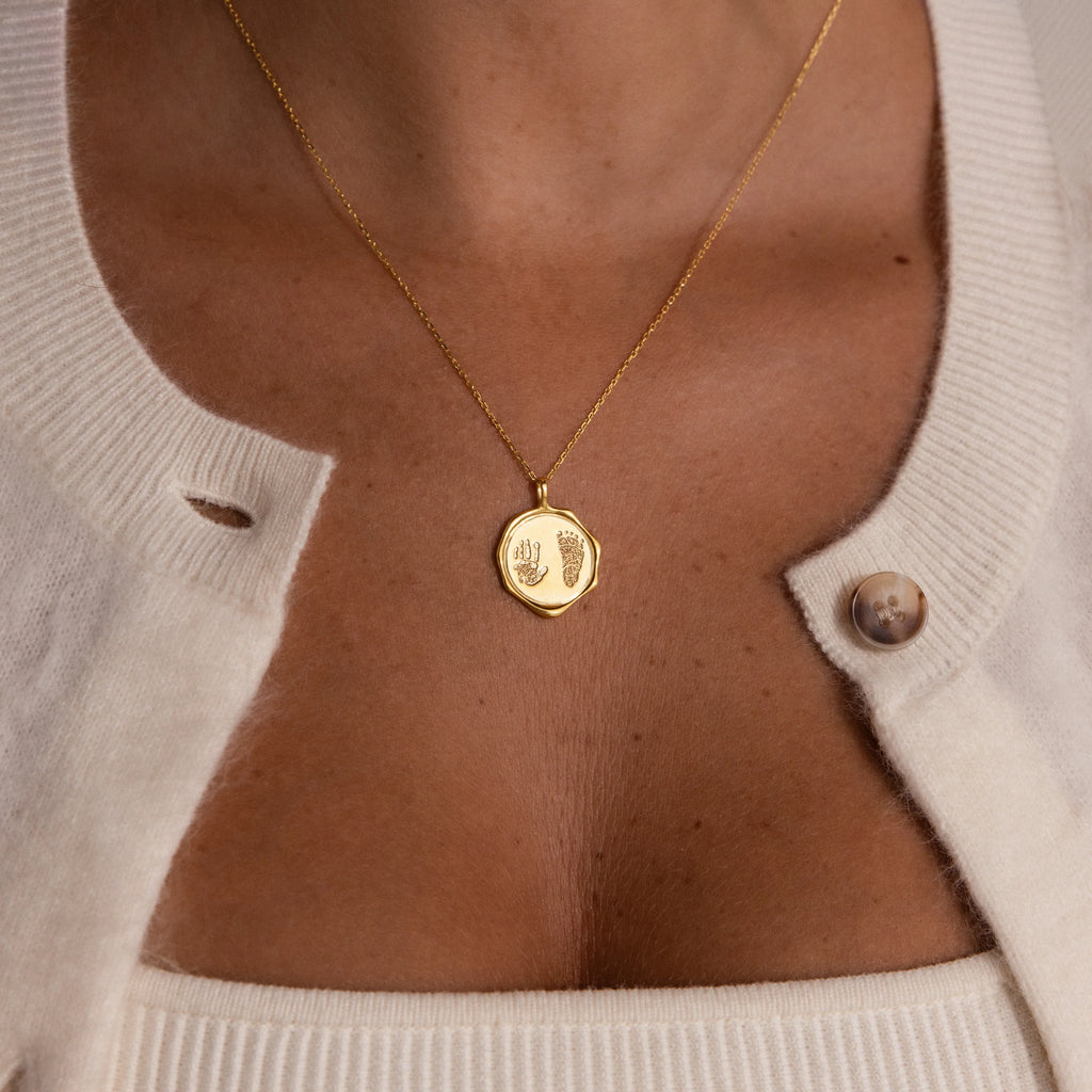 Baby Hand & Footprint Necklace Silver 18K Gold Plated