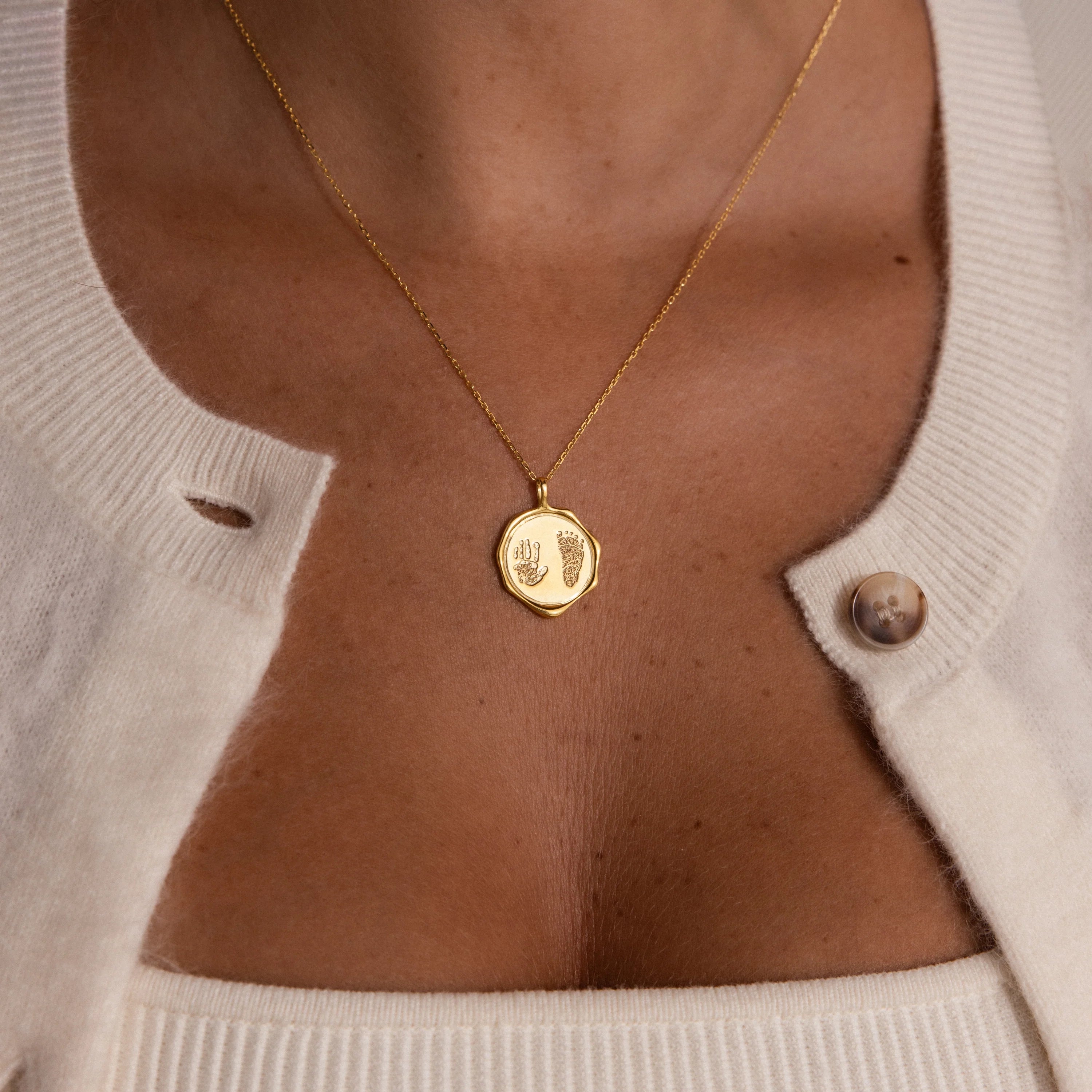 Baby Hand & Footprint Necklace Silver 18K Gold Plated