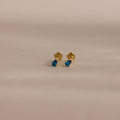 Teardrop Blue Zircon Flatback Studs Silver 18K Gold Plated