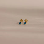Teardrop Blue Zircon Flatback Studs Silver 18K Gold Plated