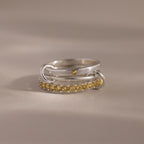 Topaz Triple Linked Ring Set Silver 18K Gold Plated