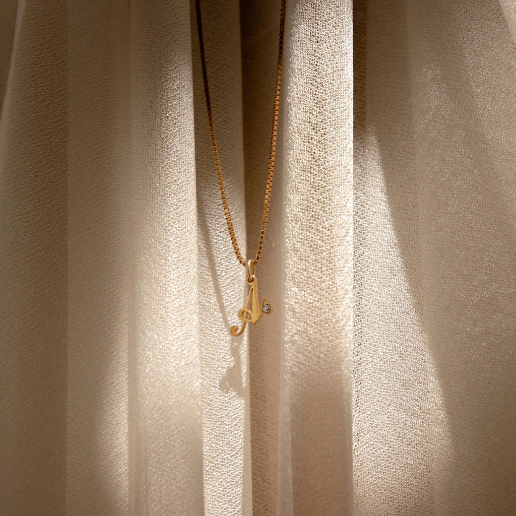 Initial Birthstone Necklace Silver 18K Gold Plated