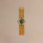 Emerald Scalloped Timepiece Silver 18K Gold Plated