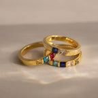 Multiple Birthstone Band Silver 18K Gold Plated