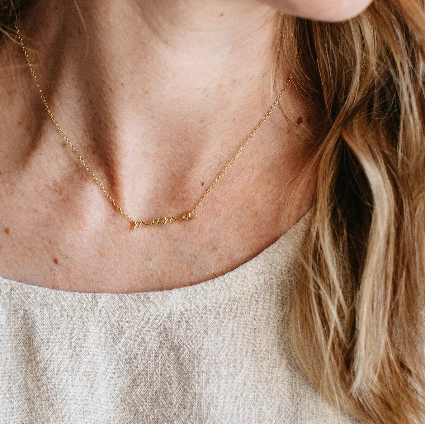 Dainty Mama Necklace Silver 18K Gold Plated
