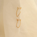 Pearl Chain Studs Silver 18K Gold Plated