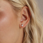 Opal & Diamond Flatback Studs Silver 18K Gold Plated