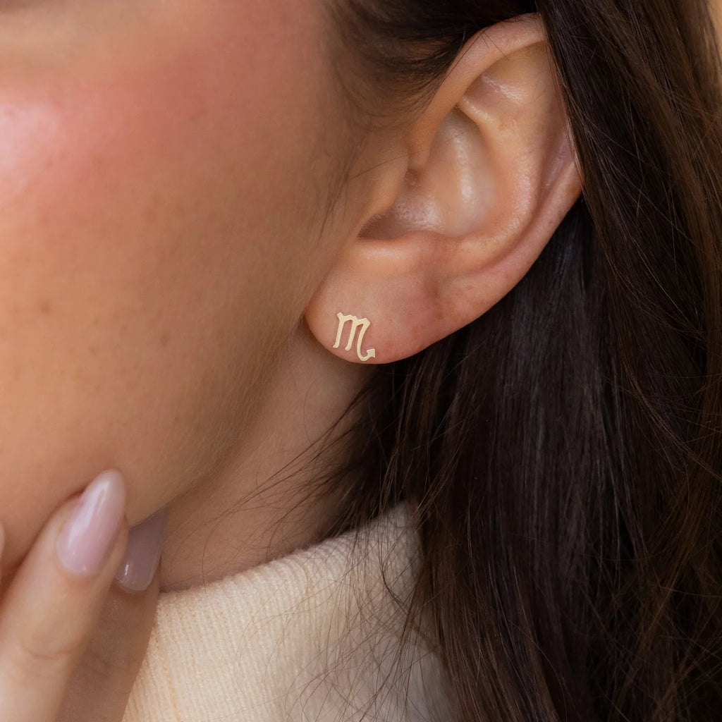 Tiny Zodiac Studs Silver 18K Gold Plated